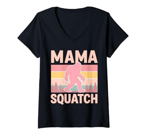 Damen Mama Squatch Bigfoot Mama Sasquatch Yeti Familienmatching T-Shirt mit V-Ausschnitt Damen Mama Squatch Bigfoot Mama Sasquatch Yeti Familienmatching T-Shirt mit V-Ausschnitt von Squatchy Matching Family Bigfoot Mama Squatch