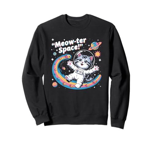 Astronaut Cat Meow-ter Space Lustiger Space Dad Galaxy Cat Mama Sweatshirt von Squeaky Ricardo