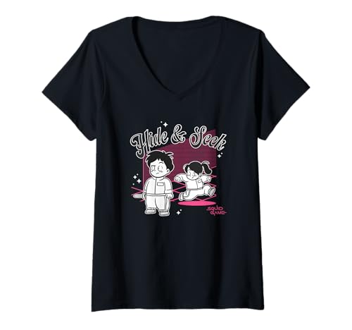 Damen Squid Game Hide And Seek T-Shirt mit V-Ausschnitt Damen Squid Game Hide And Seek T-Shirt mit V-Ausschnitt von Squid Game