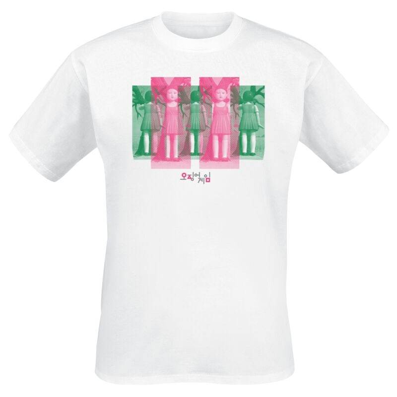 Squid Game Doll Panels T-Shirt weiß in S von Squid Game