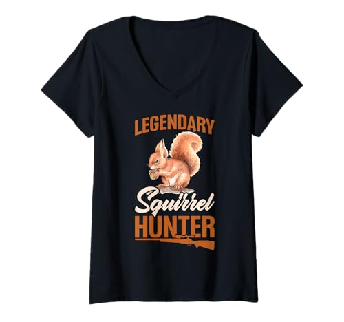 Damen Eichhörnchen Jagd Gewehr Jagd Legendärer Eichhörnchenjäger T-Shirt mit V-Ausschnitt Damen Eichhörnchen Jagd Gewehr Jagd Legendärer Eichhörnchenjäger T-Shirt mit V-Ausschnitt von Squirrel Hunting Gear
