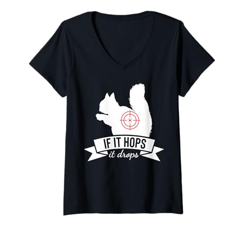 Damen If It Hops It Drops Eichhörnchen Jagd Gewehr Jagd Gewehr Jagd T-Shirt mit V-Ausschnitt Damen If It Hops It Drops Eichhörnchen Jagd Gewehr Jagd Gewehr Jagd T-Shirt mit V-Ausschnitt von Squirrel Hunting Gear