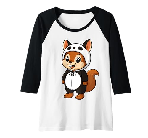 Damen Kawaii Eichhörnchen im Panda Kostüm für Mädchen Kinder Eichhörnchen Raglan Damen Kawaii Eichhörnchen im Panda Kostüm für Mädchen Kinder Eichhörnchen Raglan von Squirrel In Panda Costume Kawaii Design