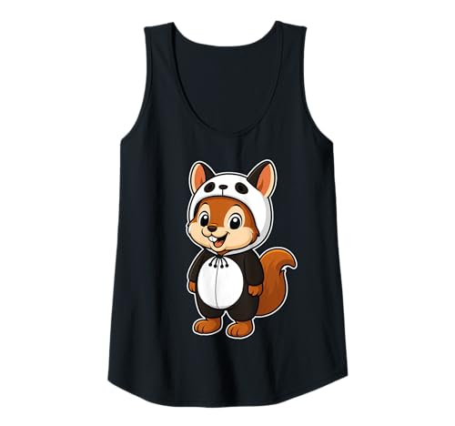 Damen Kawaii Eichhörnchen im Panda Kostüm für Mädchen Kinder Eichhörnchen Tank Top von Squirrel In Panda Costume Kawaii Design