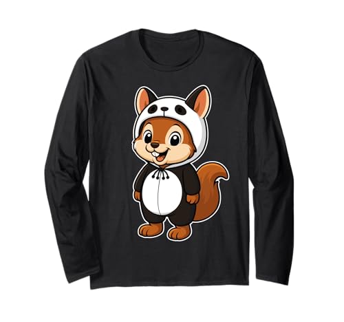 Kawaii Eichhörnchen im Panda Kostüm für Mädchen Kinder Eichhörnchen Langarmshirt von Squirrel In Panda Costume Kawaii Design