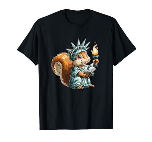 Eichhörnchen in Freiheit Statue Kostüm für Jungen und Mädchen T-Shirt von Squirrel Liberty