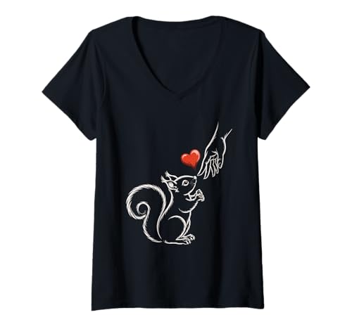Damen Squirrel Lovers Children Women's T-Shirt mit V-Ausschnitt von Squirrel Love Funny Outfit