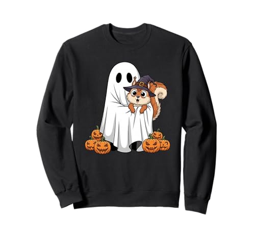 Lustiges Eichhörnchen Kürbis Halloween Kinder Herren Damen Sweatshirt von Squirrel Lovers Cute Halloween Outfits Boy Girl