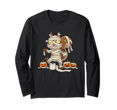 Lustiges Eichhörnchen Mama Kürbis Halloween Kinder Herren Damen Langarmshirt von Squirrel Lovers Cute Halloween Outfits Boy Girl
