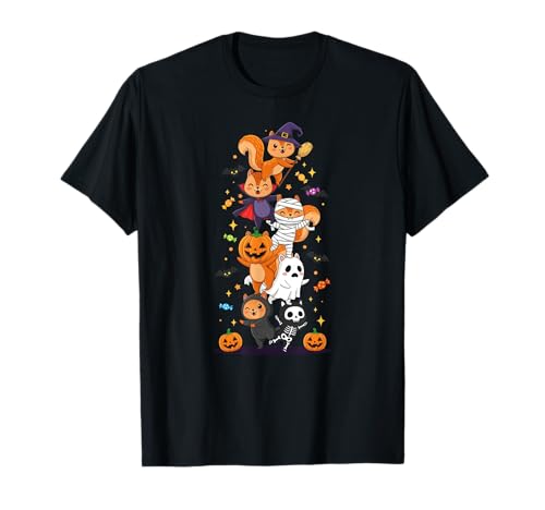 Eichhörnchen Hexe Vampir Geist Halloween Kinder Herren Damen T-Shirt von Squirrel Lovers Halloween Skeleton Mummy Outfits
