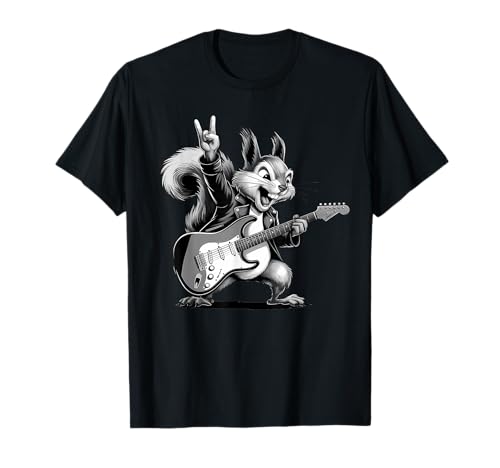 Eichhörnchen spielt Gitarre Rock 'n' Roll Rockband für Männer und Frauen T-Shirt von Squirrel Rock-n-Roll Animal Guitar