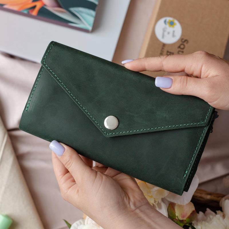 Smaragdgrüne Leder Geldbörse - Geldbörse, Handgefertigtes Geschenk Für Damen & Herren von SquirrelsBags