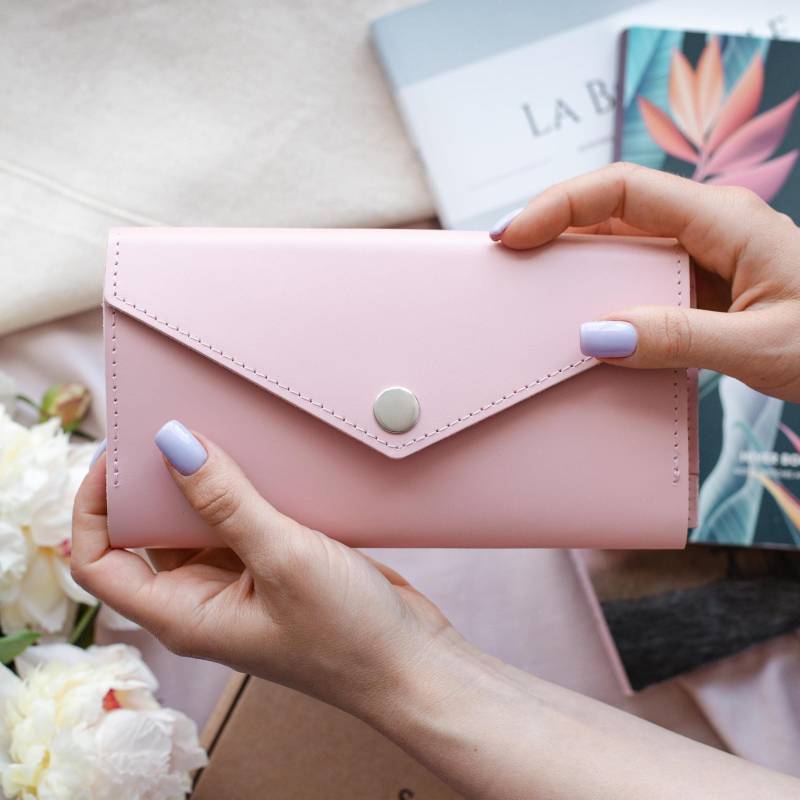 Rosa Leder Geldbeutel Handgemachte Damen-Clutch Mit Reißverschluss von SquirrelsBags