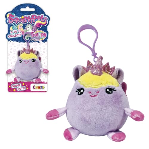 SquishPets Keychain Galupy Rainbow Unicorn - Kuscheltier Seffry, Einhorn Plüschtier in einem Schlüsselanhänger, 6 cm von SquishPets