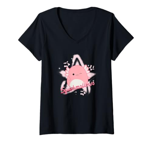 Damen Squishmallows Archie Axolotl Star T-Shirt mit V-Ausschnitt von Squishmallows