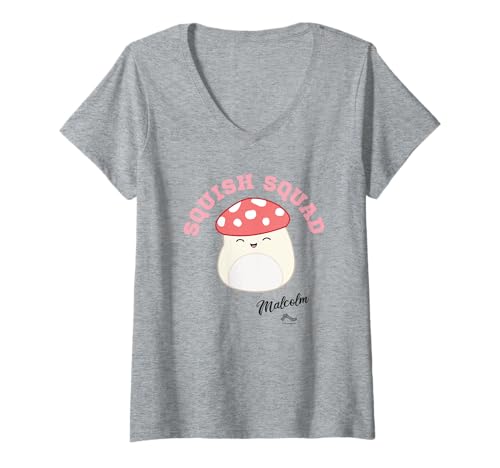 Damen Squishmallows Squish Squad Malcolm Mushroom T-Shirt mit V-Ausschnitt von Squishmallows