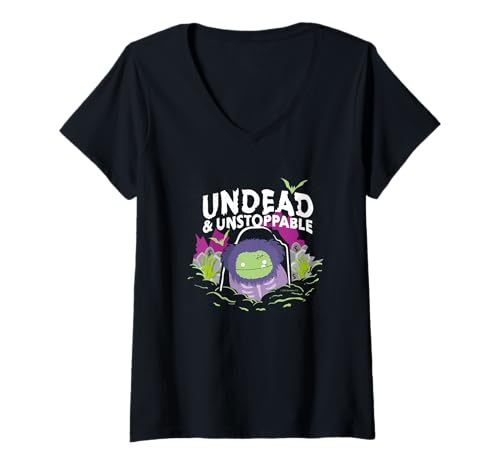 Damen Squishmallows Zombie Undead Unstoppable Halloween T-Shirt mit V-Ausschnitt von Squishmallows