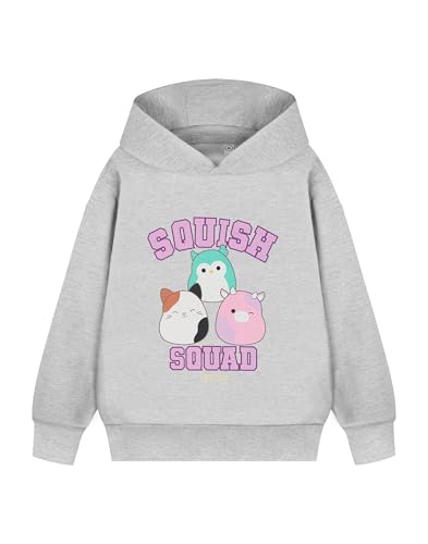 Squishmallows Grauer Kapuzenpullover für Mädchen | Squish Squad Pullover mit süßen Charakteren | Weiches Kapuzen-Sweatshirt für Kinder | Gemütliche Squishmallow-Kleidung für Mädchen und Teenager von Squishmallows