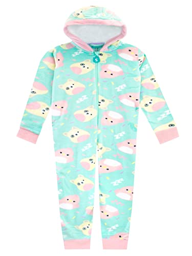Squishmallows Mädchen Fleece Strampler Charlie und Trina Kapuzen All-in-One Türkis 152 von Squishmallows