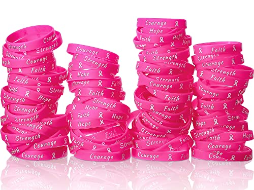 Sratte Armbänder für Brustkrebs-Bewusstsein, rosa Schleife, Gummi-Armbänder für Frauen, Party, öffentliche Veranstaltungen, Brustkrebs, Dekorationen, Geschenke (360 Stück) von Sratte