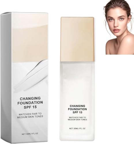 Changing Foundation, Foundation Color Changing, Farbwechselnde Foundation für Reife Haut - Make Up Hautton Anpassend - Foundation Gesichts Make Up - With SPF 15 von Srcasy