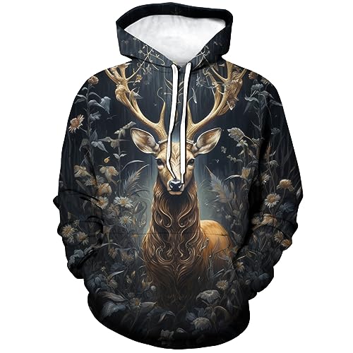 Srcnhim Neuheit Hirsch Muster Hoodie 3D Gedruckt Sweatshirt Pullover für Männer Frauen, Mehrfarbig 2, 4X-Large Srcnhim Neuheit Hirsch Muster Hoodie 3D Gedruckt Sweatshirt Pullover für Männer Frauen, Mehrfarbig 2, 4X-Large von Srcnhim