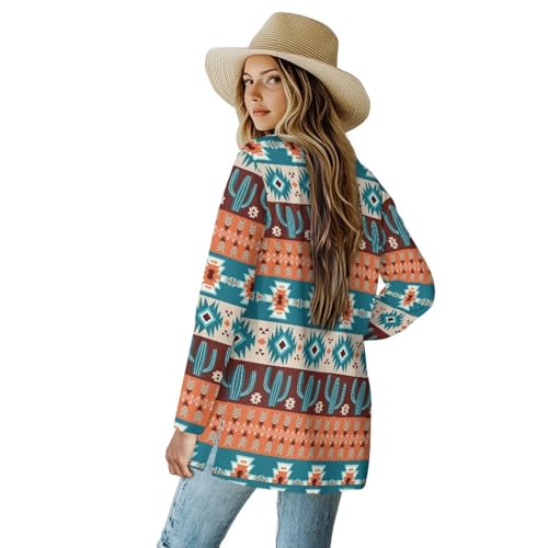 Srengjodk Indianer-Kleidung, Azteken-Strickjacken für Damen, Südwest-Tops für Damen, langärmelig, S-XXL, Kaktusdruck im Cowgirl-Stil, Groß Srengjodk Indianer-Kleidung, Azteken-Strickjacken für Damen, Südwest-Tops für Damen, langärmelig, S-XXL, Kaktusdruck im Cowgirl-Stil, Groß von Srengjodk