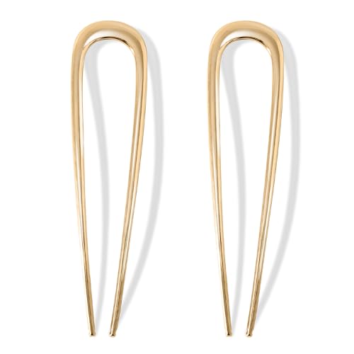 Französische Haarnadeln für dickes Haar, Metall French Twis Haarnadeln für Frauen Mädchen, U-förmige französische Nadel für Dutt, 5,5 Zoll große französische Pins Frisuren-Zubehör (Gold, Gold) von Srevela
