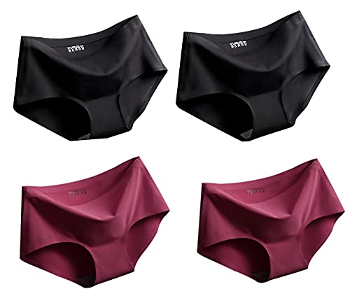 Srizgo Panty Damen 6er Pack Soft angenehm nahlos Seamless bequem mit Doppelkante Unterhose Silps Damen (Verpackung/MEHRWEG) (L, Schwarz*2 + Rosa Rot*2) von Srizgo