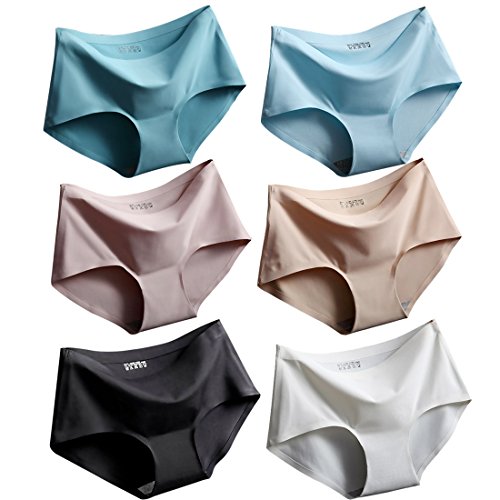 Srizgo Panty Damen 6er Pack Seamless bequem Soft Damen Slips, Schwarz+weiß+haut+hellbraun+blau+babyblau, M (Tag L) von Srizgo