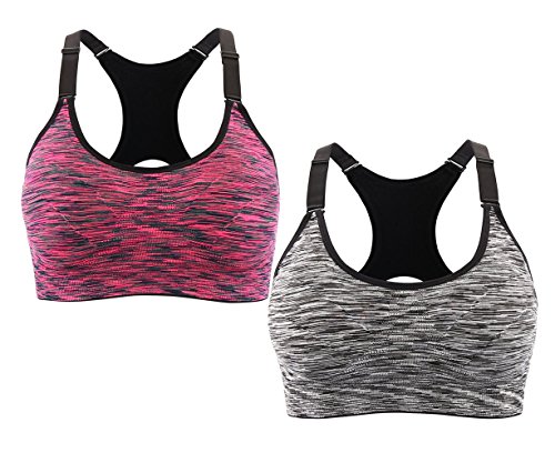 Srizgo Sport BH Damen Yoga BH 2er Pack, Schwarz Meliert, M von Srizgo