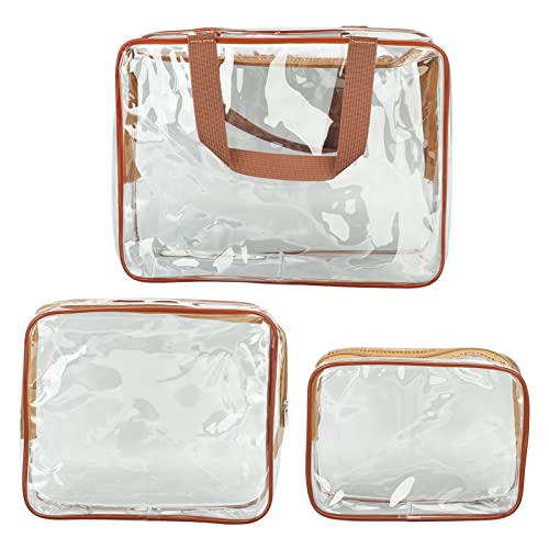 3er-Pack Transparente, wasserdichte Kosmetiktaschen, Transparente Make-up-Aufbewahrungstaschen für Reisen, Tragbar für Mittagessen, Fitness, Schwimmen (Kaffee) von Srliya