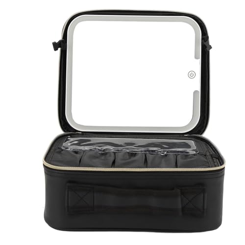 Beleuchteter Spiegel-Make-up-Koffer mit Beleuchtetem Spiegel, 3-farbige Beleuchtungseinstellung, Einstellbare Helligkeit, Lade-LED-Kosmetik-Organizer mit Spiegel für Reisen Beleuchteter Spiegel-Make-up-Koffer mit Beleuchtetem Spiegel, 3-farbige Beleuchtungseinstellung, Einstellbare Helligkeit, Lade-LED-Kosmetik-Organizer mit Spiegel für Reisen von Srliya