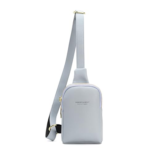 Damen Umhängetasche mit Verstellbaren Trägern, Doppelte Reißverschlusstasche, PU-Leder, Schultertasche, Modische Brusttasche (17,5 cm * 12,5 cm * 7 cm) von Srliya