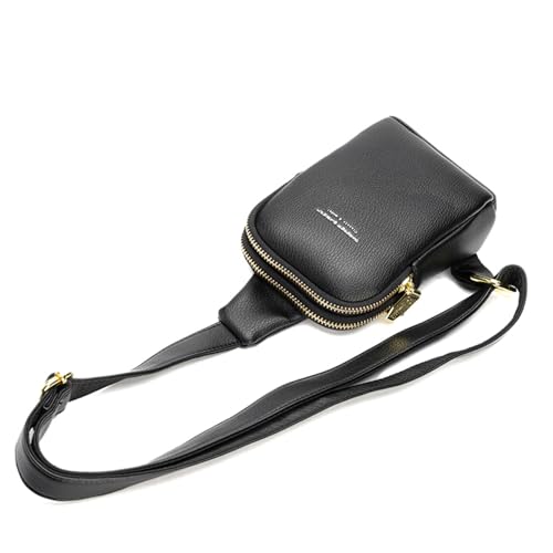 Damen Umhängetasche mit Verstellbaren Trägern, Doppelte Reißverschlusstasche, PU-Leder, Schultertasche, Modische Brusttasche (17,5 cm * 12,5 cm * 7 cm) von Srliya