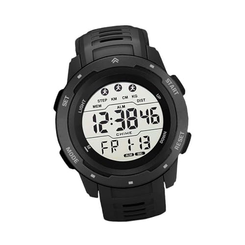 Digitale Multifunktions-Sportuhr für Herren, Wasserdicht, Leuchtend, Ideal für Laufen Im Freien und Sportliche Aktivitäten (Schwarz) von Srliya