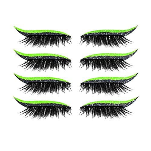 Eyeliner-Aufkleber Eyelash Srliya 4 Paar Wiederverwendbarer Eyeliner und Wimpern-Aufkleber Wasserdichter Wiederverwendbarer Eyeliner-Wimpern-Aufkleber Einfach zu Verwenden und zu (Fluoreszenz 4 Paare / Blatt) von Srliya