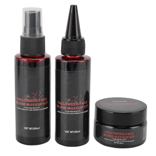 Festival-Kunstblut-Make-up-Set, 3-teiliges Festival-Kunstblut-Make-up-Set, Gruseliges Kunstblut-Spray, Geronnenes Blut, Kunstblut-Creme für Cosplay-Kleidung Festival-Kunstblut-Make-up-Set, 3-teiliges Festival-Kunstblut-Make-up-Set, Gruseliges Kunstblut-Spray, Geronnenes Blut, Kunstblut-Creme für Cosplay-Kleidung von Srliya