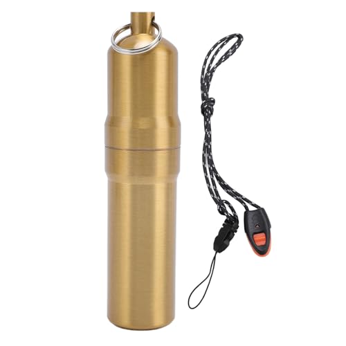 Metall -Speicherrohr Aluminiumlegierung Leicht Regendicht Tragbarer Luftdichtem Pfeifen mit Pfeifenseil für Campingreisen (Gold) von Srliya