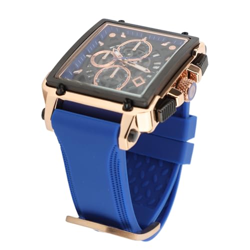 Srliya Herren-Quarzuhr, Silikonarmband, Wasserdicht, Leuchtend, Modisch, Lässig, Hohl, Herren-Analog-Chronographenuhr, Herren-Chronographenuhr, Quarz-Analoguhr (Blau) von Srliya