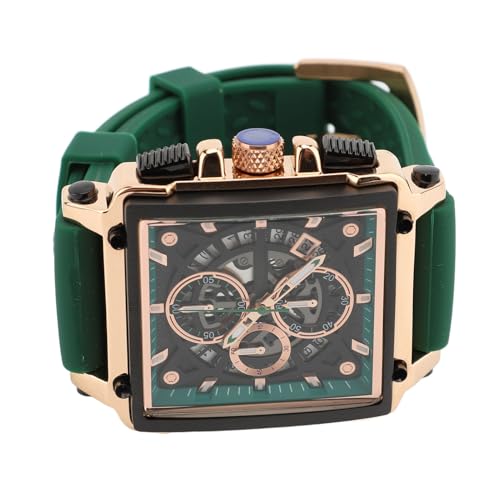 Srliya Herren-Quarzuhr, Silikonarmband, Wasserdicht, Leuchtend, Modisch, Lässig, Hohl, Herren-Analog-Chronographenuhr, Herren-Chronographenuhr, Quarz-Analoguhr (Grün) von Srliya