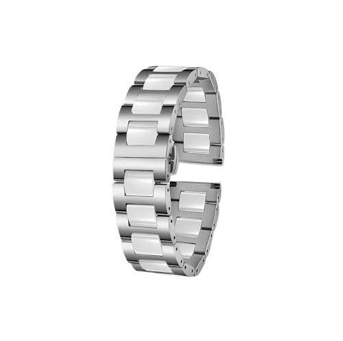 18mm 20mm 22mm Uhrenarmband passend for Huawei Watch GT5 4 3 2 PRO Keramik Stahl männer Frauen Armband(C Silver white,Width 20mm) von Srndsydak