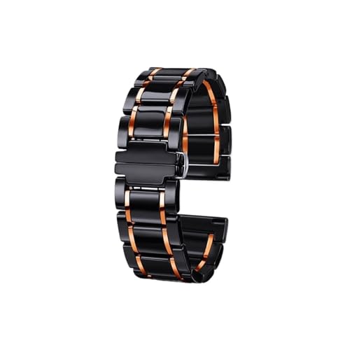 18mm 20mm 22mm Uhrenarmband passend for Huawei Watch GT5 4 3 2 PRO Keramik Stahl männer Frauen Armband(D Black Rose Gold,Width 20mm) von Srndsydak