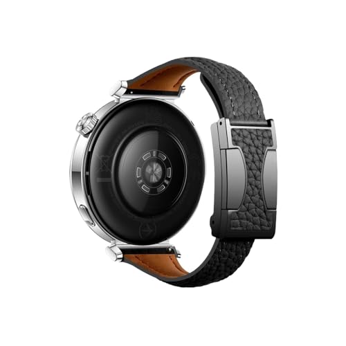 18mm Lederarmband passend for Huawei Watch GT5 4 41mm Pro 42mm Damen Slim Armband Zubehör(Black,For Huawei GT 4 41mm) von Srndsydak