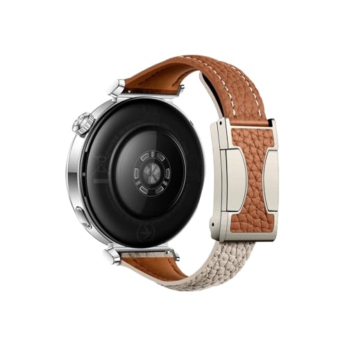 18mm Lederarmband passend for Huawei Watch GT5 4 41mm Pro 42mm Damen Slim Armband Zubehör(Brown light grey 2,Width 18mm) von Srndsydak