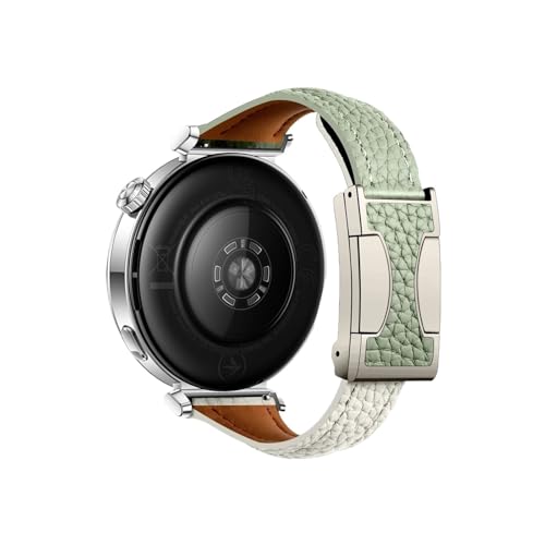 18mm Lederarmband passend for Huawei Watch GT5 4 41mm Pro 42mm Damen Slim Armband Zubehör(Green white,For Huawei GT 5 41mm) von Srndsydak
