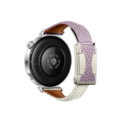 18mm Lederarmband passend for Huawei Watch GT5 4 41mm Pro 42mm Damen Slim Armband Zubehör(Purple white,For Huawei GT 5 Pro 42mm) von Srndsydak
