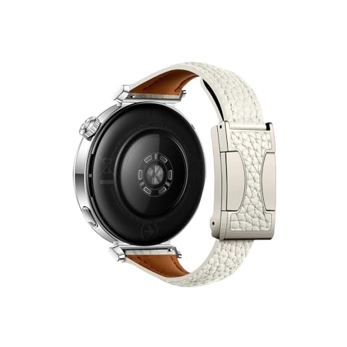 18mm Lederarmband passend for Huawei Watch GT5 4 41mm Pro 42mm Damen Slim Armband Zubehör(White,For Huawei GT 5 Pro 42mm) von Srndsydak