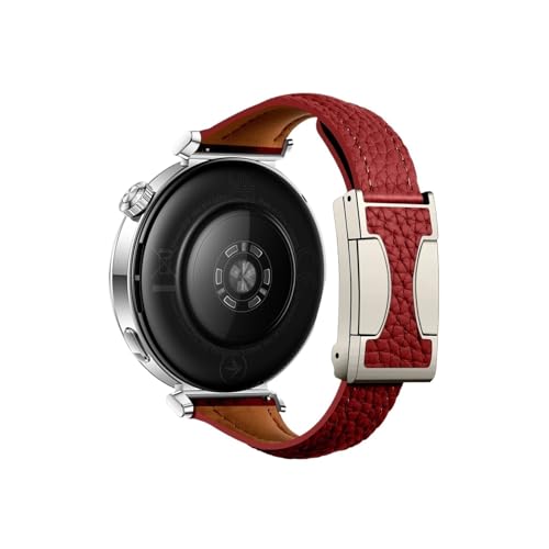 18mm Lederarmband passend for Huawei Watch GT5 4 41mm Pro 42mm Damen Slim Armband Zubehör(Wine red,For Huawei GT 4 41mm) von Srndsydak