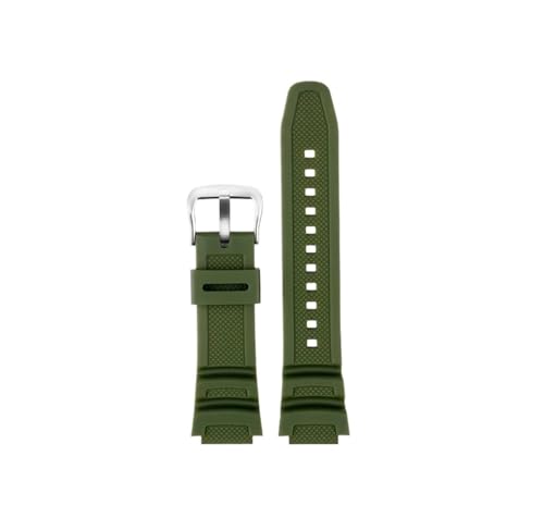 18mm Silikon Uhrenarmband, passend for Casio AQ-S810W/S800W AE-1000W AE1200 SGW-400H/300H/500H W-735H W-216H MRW-200(Army green-Silver A) von Srndsydak